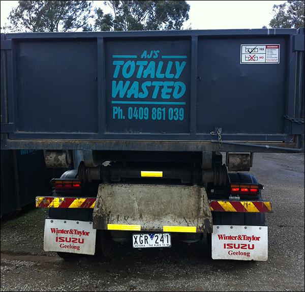 skip bin truck rear